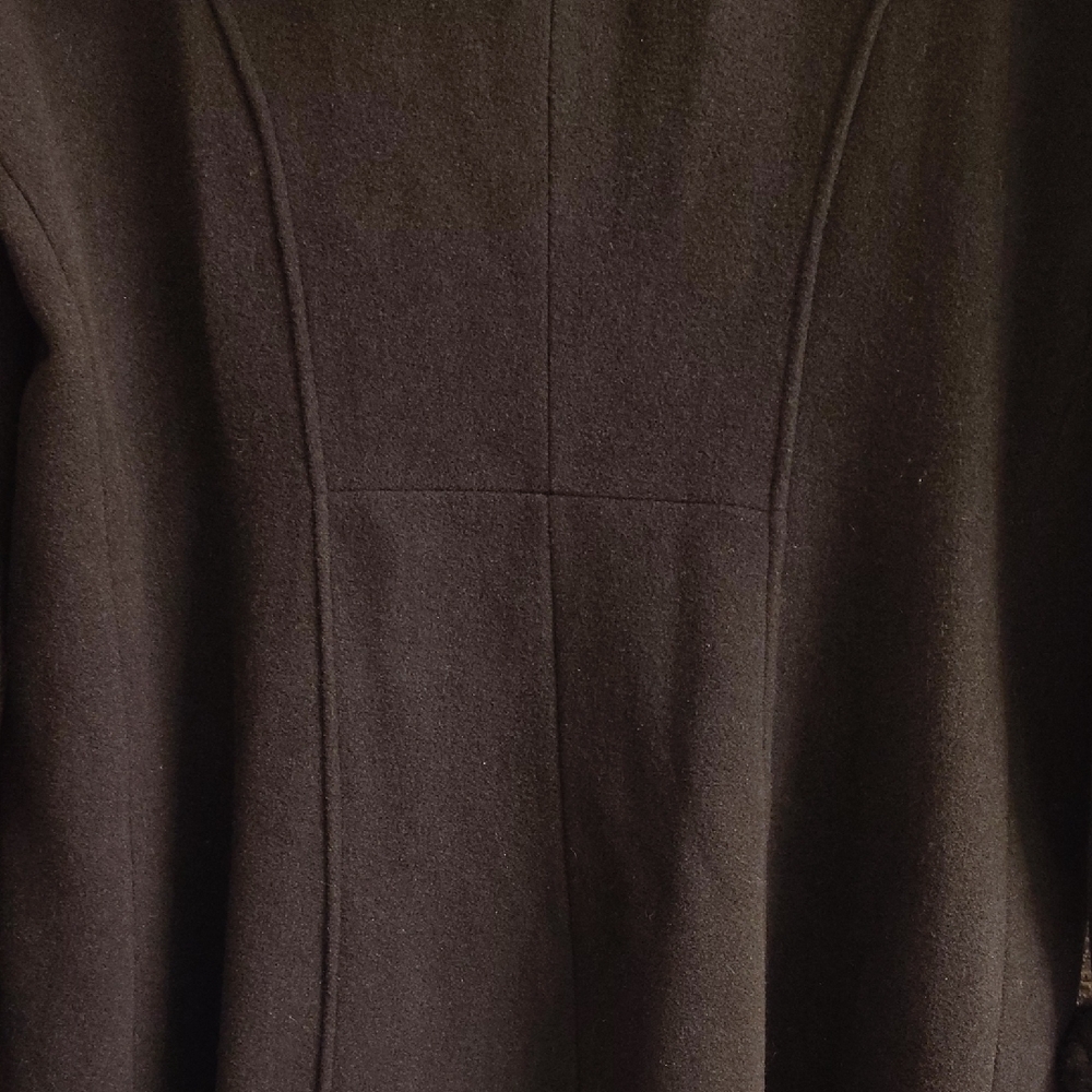 Donny Brook Elegant Black Overcoat Duster Maxi Hoodie Plus Size 16 Coat HMBC - Picture 8 of 16